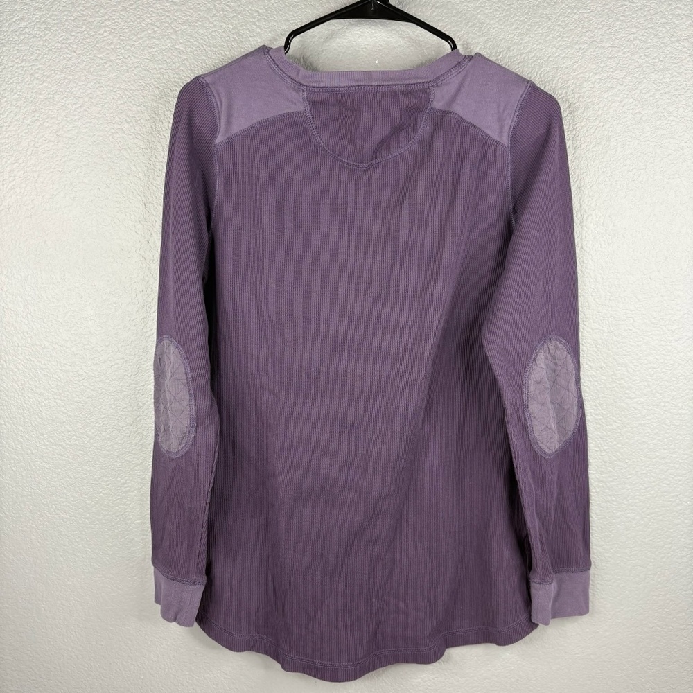 Eddie Bauer Women's Purple Henley Waffleweave Longsleeve - Picture 5 of 10